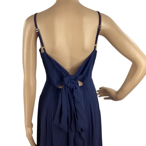 Show Me Your Mumu Lauren Tie Maxi Dress Navy Blue Small - Picture 6 of 9